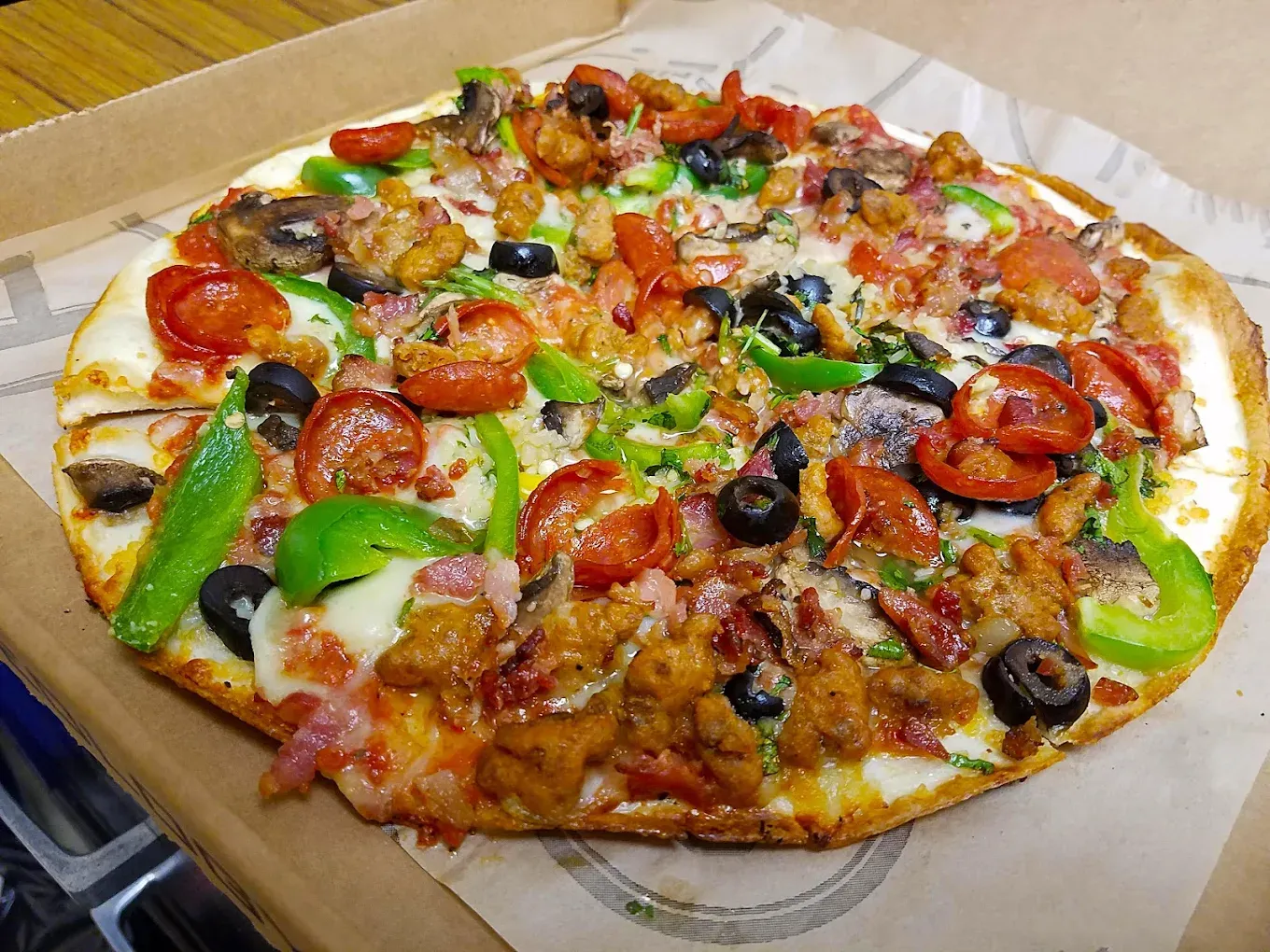 Fire-roasted gluten-free flatbread pizza at Avatara Food Truck, NW Calgary
